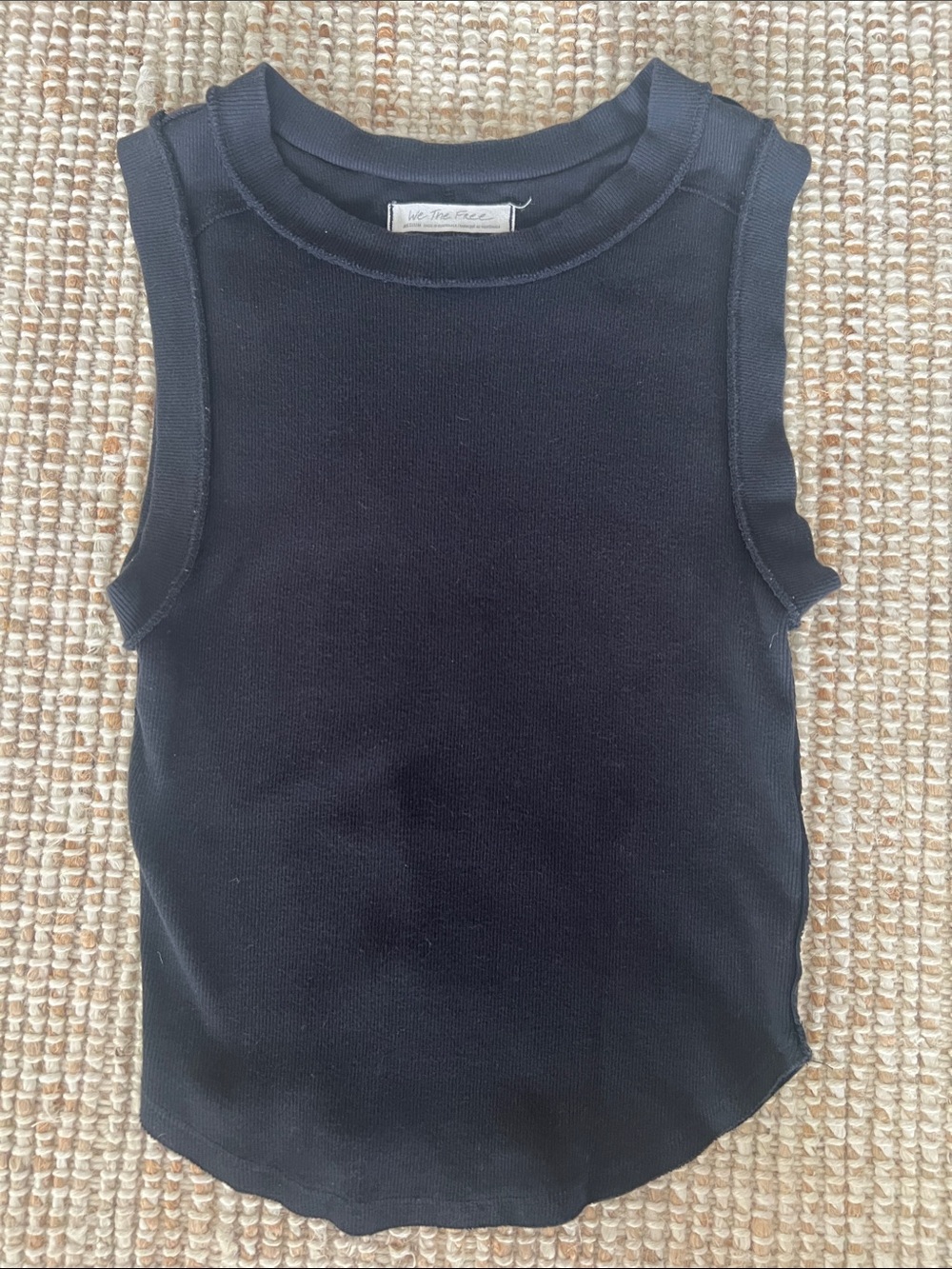 We The Free Kate Black Ribbed Tank Top